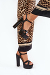 Ladies sandals on high heel and platform lacquered black Jovenes