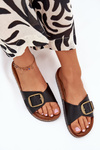 Women's sandals on cork platform with buckle black Vianara