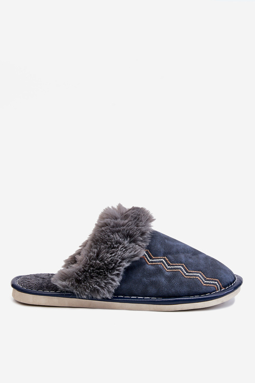 Men's Warm Slippers With Fur Navy Aron