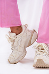 Damskie Sneakersy Skórzane Beżowe GOE RR2N4037 