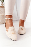 Pointed Toe Braided Ballerinas Lu Boo Beige