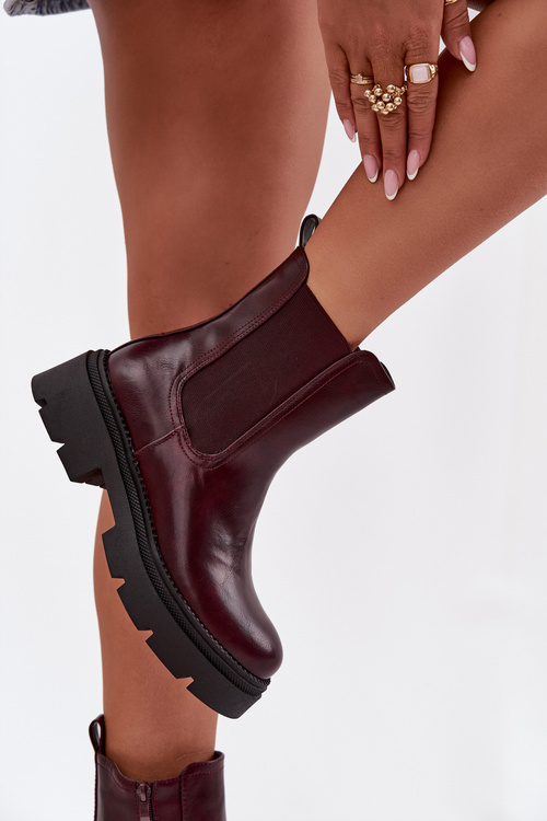 Insulated ankle boots with zipper burgundy Niviane