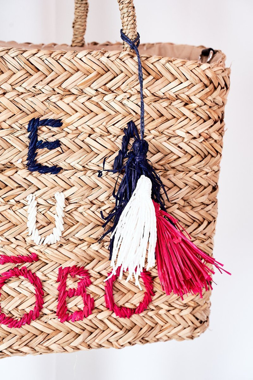 Pleciona Torebka Shopper Na Plażę NOBO XK0410 Beżowa