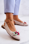 Suede Ballerinas With Chain Lewski Shoes 3125 Light beige