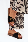 Women's Sandals With Buckle On Cork Platform Black Zavira