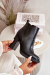Insulated Women's Heeled Boots Eco Leather Black Teresine