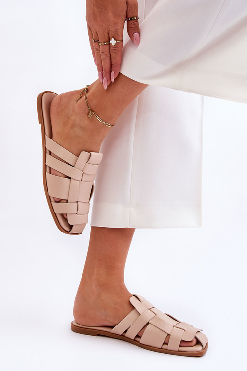 Women's Striped Slippers Light beige Reyna