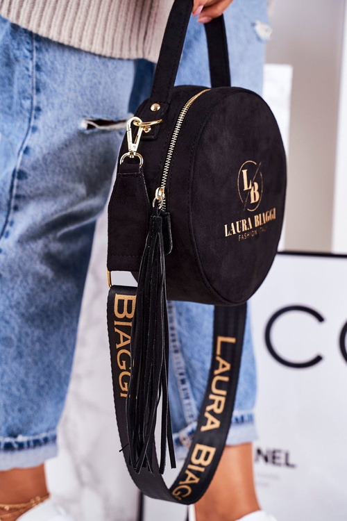 Women's Round Messenger Bag With Fringes LAURA BIAGGI Black