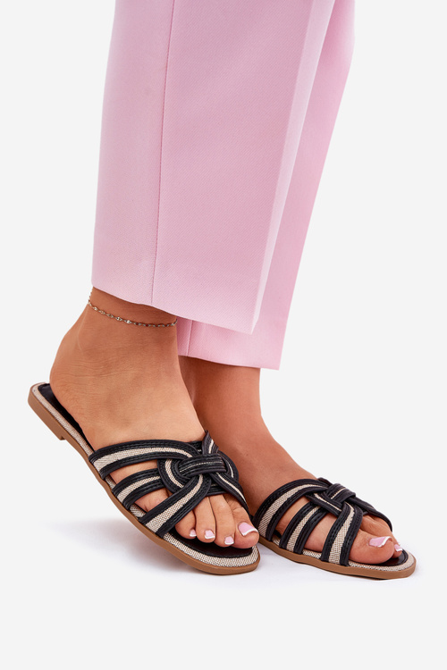 Płaskie Klapki Damskie Klasyczne Czarne Acimine