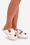 Women's Furry Slippers With Reindeer Motif White Sennalith