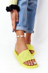Women's Rubber Slippers Neon Yellow Let's Swim