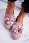 Pink Suede Fringed Moccasins Ermire