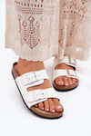 Women's Cork Platform Sandals With Buckle White Evisolla