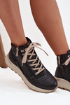 Women's Sports Boots on Platform Made of Natural Leather Zazoo Z1239 Black