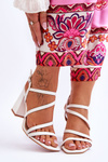Leather Heel Sandals White Florentina