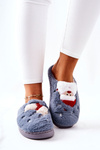 Christmas slippers Santa Claus and Reindeer Grey