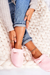 Women's Home Furry Slippers With Little Ears Light Pink Hippo