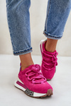 Damskie Zamszowe Sneakersy Grube Sznurowanie Platforma Fuksja Artiker 55C0086