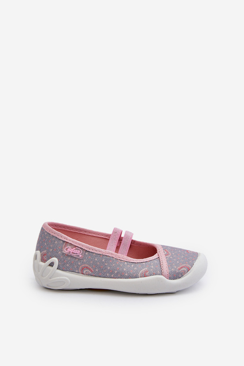 Slippers Ballerinas with Pattern Befado 116X328 Gray-Pink