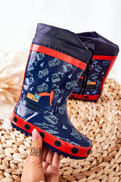 Children's Rubber Galoshes boots Navy Excavator Pertris