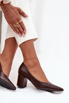 Chunky Heel Shoes With Pointed Toes Chocolate Ryvessa