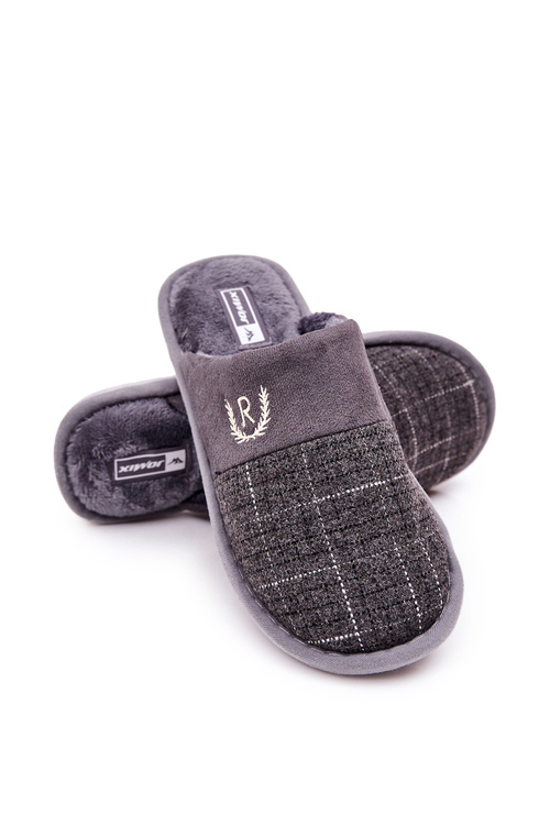 Padded Checked slippers Grey Blase