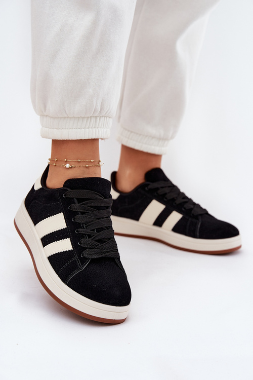 Eko Zamszowe Sneakersy Damskie Czarne Arlenina 