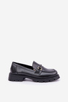 Classic Women's Moccasins Made Of Eco Leather Black Savethira