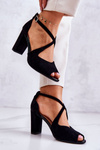 Suede Sandals On A Bar Black Lorita 