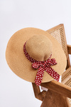 Fashionable Hat With Material Bow Beige