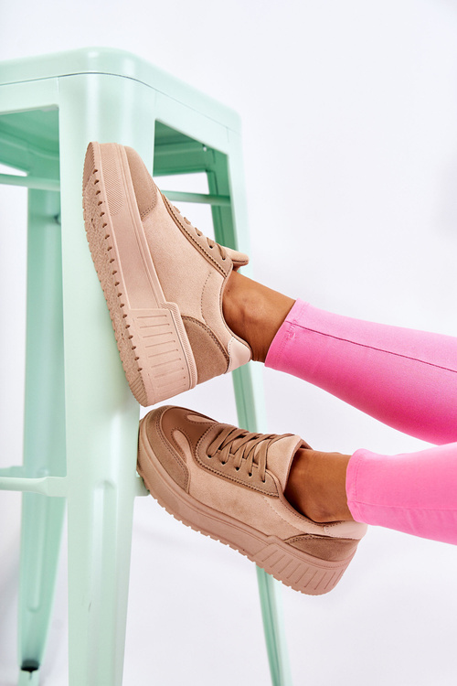 Buty Sportowe Damskie Zamsz Beżowe Segurro