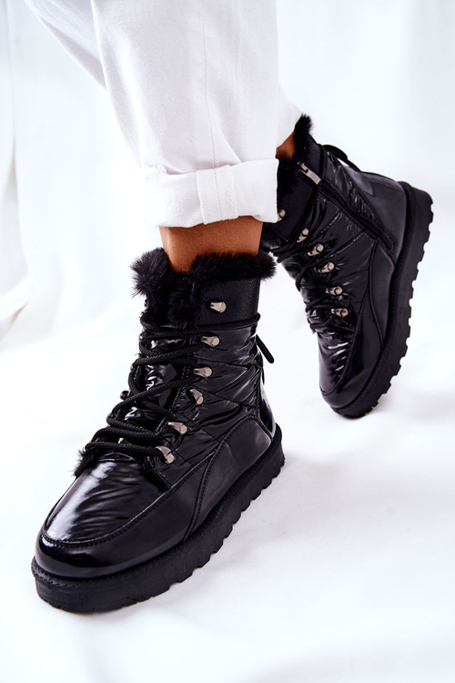 High Snow Boots Fleece-Lined Black Sneezy