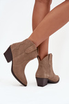 Slip-on Women's Cowboy Boots Made of Natural Suede Beige Beretta