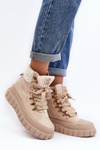 Lined Boots Trappers on Thick Sole Light Beige Ralotta