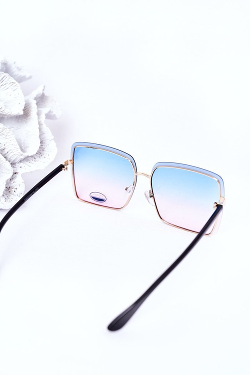 Gold Square Sunglasses Blue-Pink Ombre