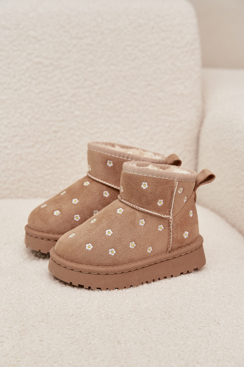 Children's snow boots decorated with flowers beige Gracina