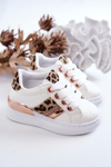 Leather Sport Shoes Leopard White Trixie