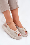 Ladies Leather Sandals With Decoration S.Barski LR51-786 Beige