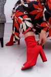 Women's Stiletto Boots Lycra Open Toe Red First