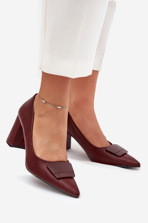 Block Heels With Decoration Burgundy Celira