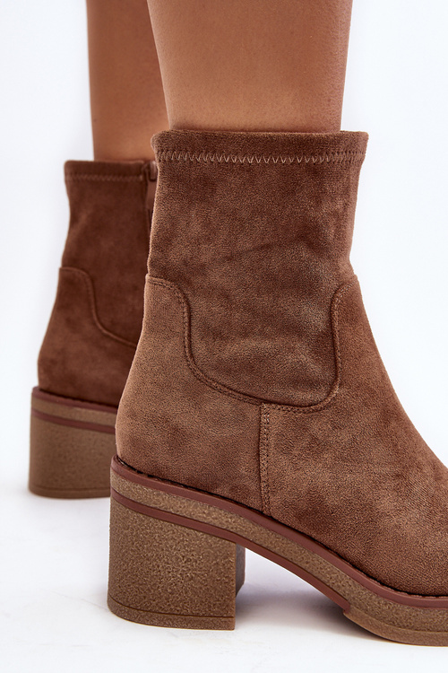 Women's Ankle Boots with Chunky Heel Brown Argastis