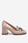 Patent Leather Comfortable Pumps Beige Mercy 