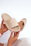 Women's Lightweight Beige Foam Flip Flops Fenicva