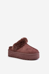 Women's Slippers On Platform With Fur Brown Linaris