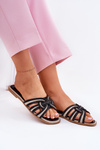 Womens Flat Sandals With Intertwining Straps Black Acimine
