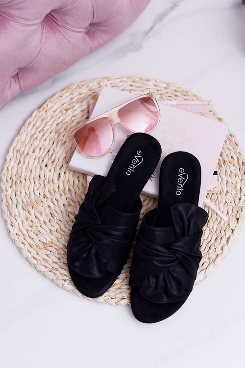 Shiny Flip Flops With Tie Black Emilia