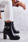 leather boots on a post with a decorative belt Black Maresol