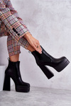 Women's Leather Boots On A Massive Heel Black Jones