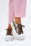 Women's Sneakers On Massive Platform With Decorative Lacing Zebra Black-Beige Zidora