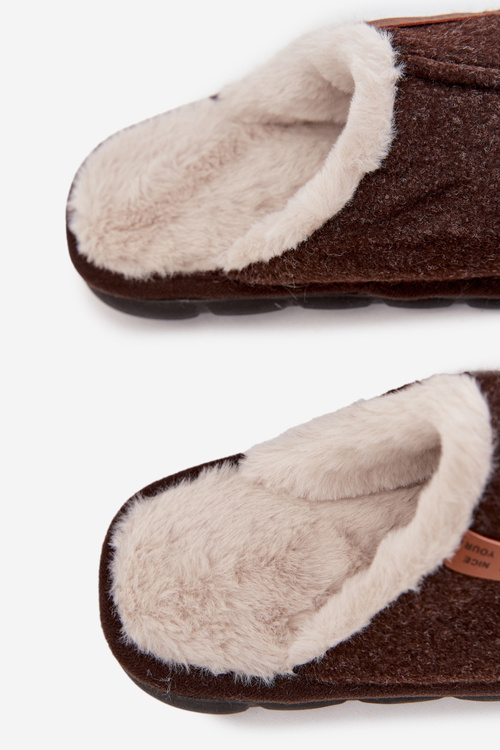 Męskie Kapcie Ocieplane Futerkiem Czekoladowe Darielle